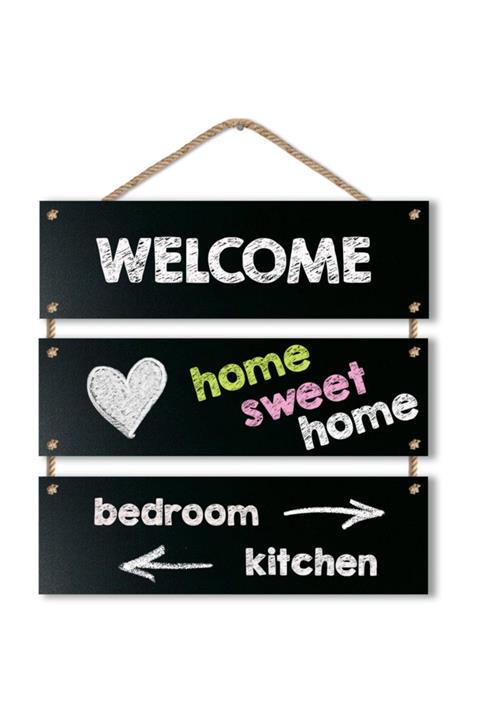 Zep Home Halat Askılı Dekoratif Kara Tahta Yazı Tahtası 3lü Sarkıt