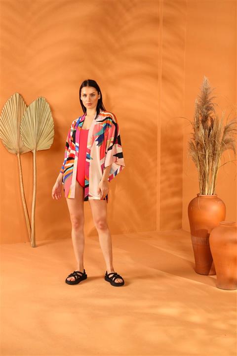 ELAF Multıcolored Kısa Kimono Pareo