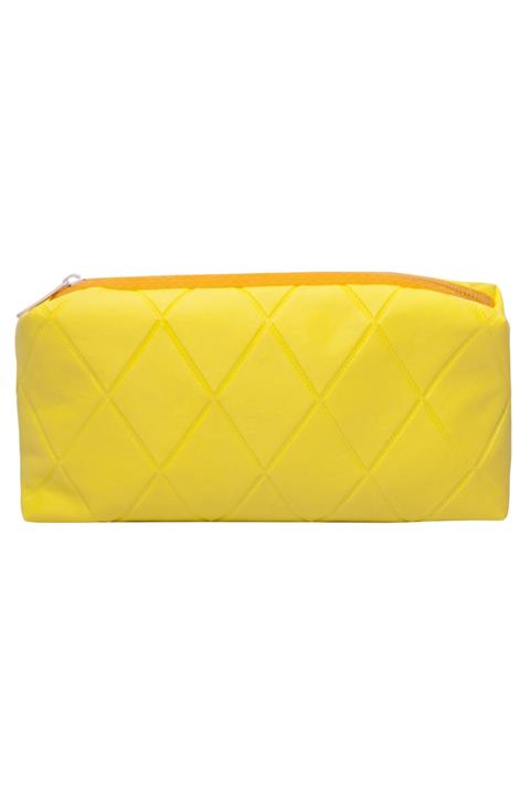 Uniqolor Baklava Desenli Sarı Makyaj Çantası