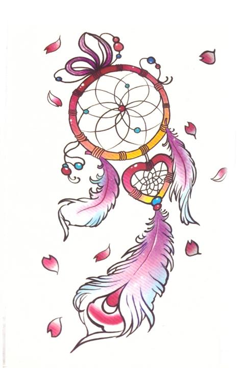 Store&Tattoo Tüylü Çember Kalp Geçici Dövme Orta Boy 10x15 cm