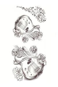 Store&Tattoo Gitar Geçici Dövme Orta Boy 21x15 cm