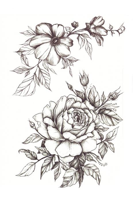 Store&Tattoo Açmış Çiçek Geçici Dövme 21x15 cm