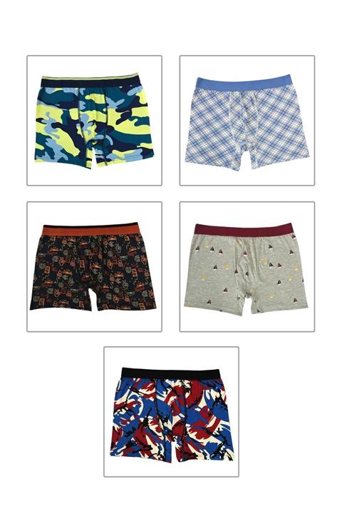ÖZKAN underwear Özkan 11446 5'li Paket Erkek Penye Likralı Boxer