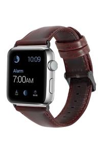 Magazabu Apple Watch Sport 38mm Uyumlu Kordon Luxury Leather Hakiki Deri Saat Kordonu 38/zlu--mor