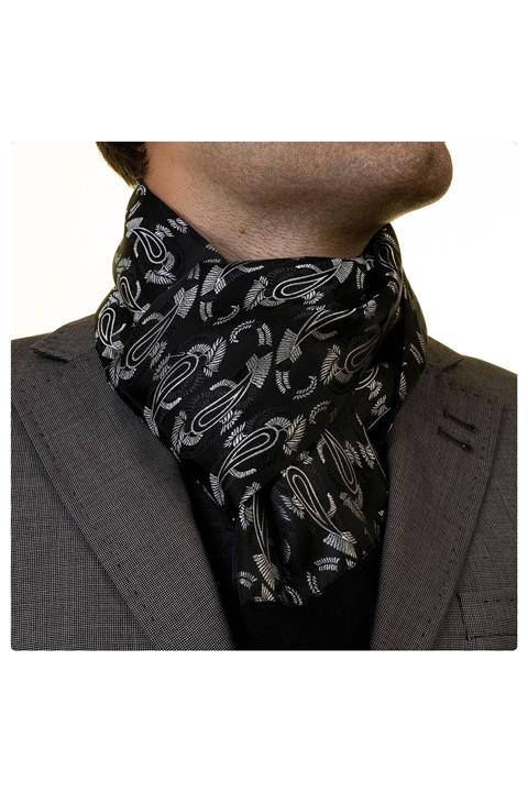 Exve Exclusive Siyah Gri Şal Desen Çift Taraflı Atkı