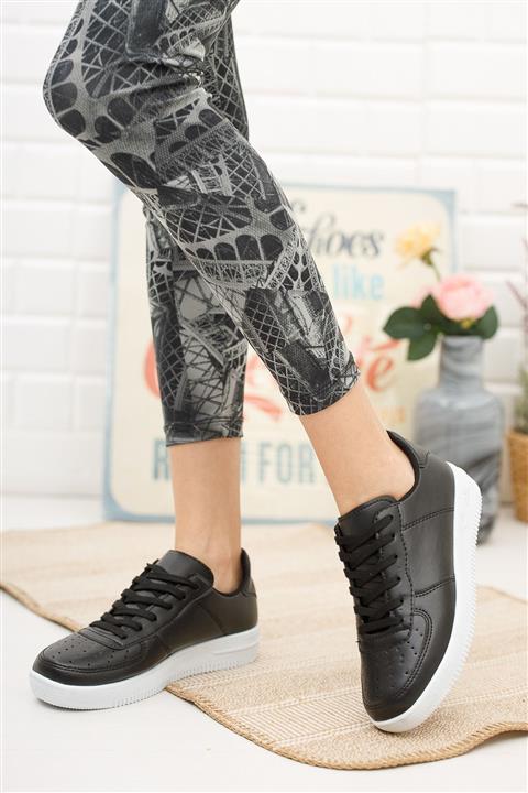 Modafırsat Unisex Siyah Beyaz Sneaker Spor Ayakkabı