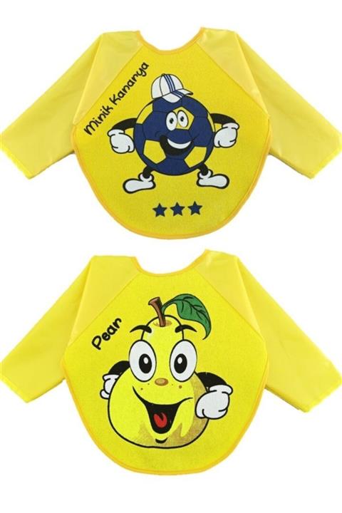 Belinay Minik Kanarya Ve Armut Motif Kollu Mama Önlüğü