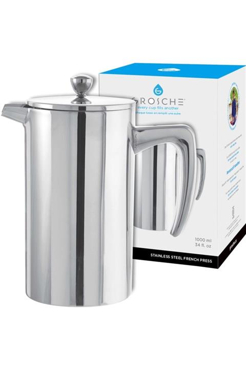 Grosche Dublin French Press Paslanmaz Çelik 8 Cup 1000 ml