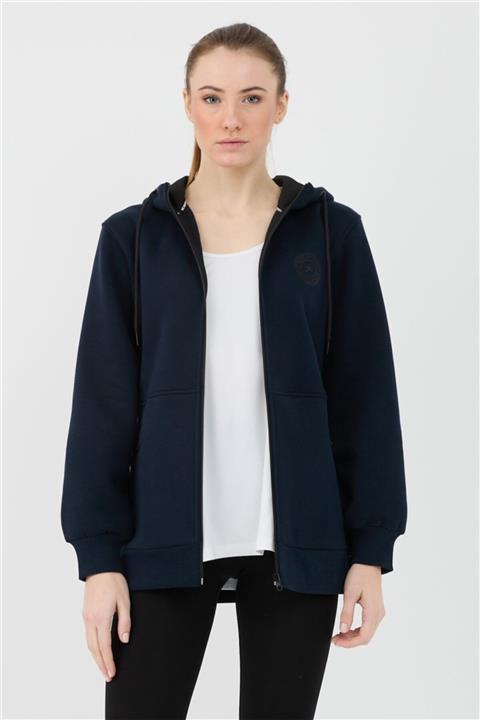 STEPS Kapüşonlu Fermuarlı Kadın Lacivert Sweatshirt