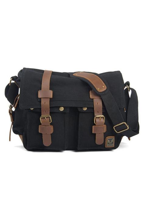 Muchuan Retro Kanvas Çanta (siyah)