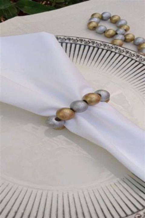 ESanat Evi Güldalı Serisi 6 Adet Vintage Renkli Ahşap Boncuk Peçete Yüzüğü