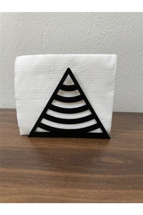Steelizm Dekoratif Siyah Üçgen Metal Peçetelik