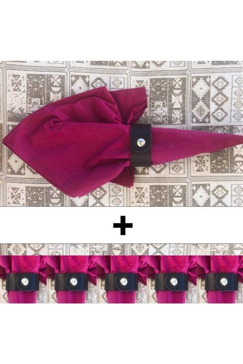 Alfa Tasarım Gerçek Deri Peçetelik (6 Adet) - Siyah Renk