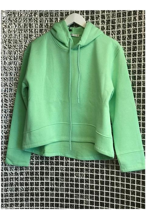 Nidasstore Kadın Kapüşonlu Sweatshirt Yeşil 109