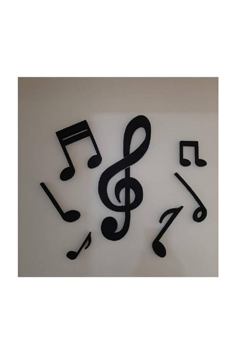 ELİZİ Siyah Ahşap Nota Ve Sol Anahtarlı Dekoratif Duvar Süsü