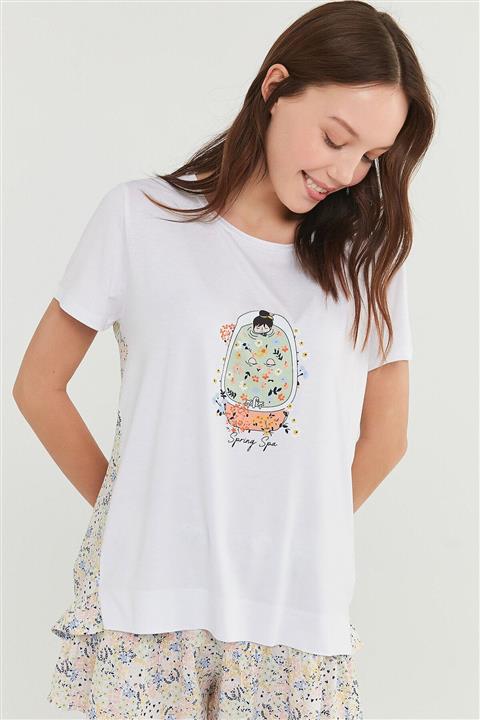 Penti Kadın Optik Beyaz Spring Spa Tişört