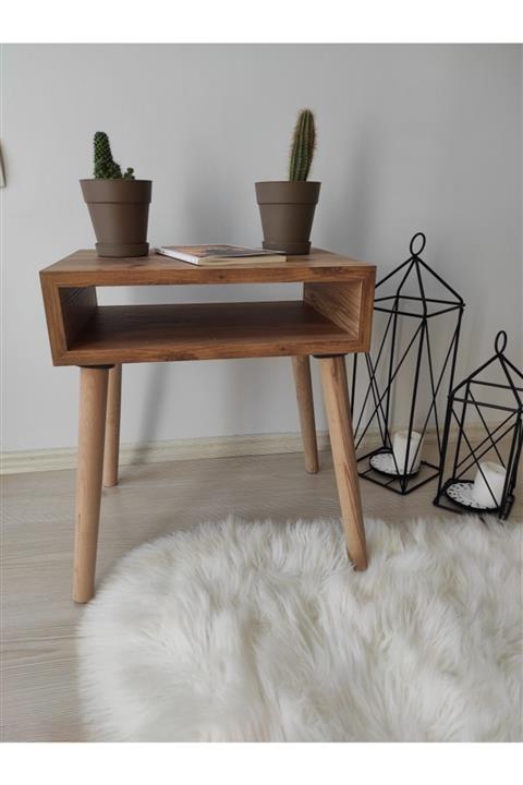 MBK AHŞAP Yatak Başucu Komodin Tekli Retro Komidin