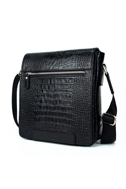 KANGAROO KINGDOM Erkek Siyah Hakiki Deri Postacı Çantası 5363-CS