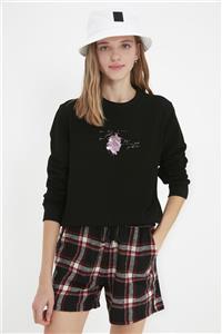 TRENDYOLMİLLA Siyah Örme Sweatshirt TWOAW22SW1129