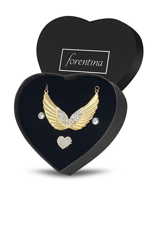 Forentina Altın Kap. Melek Kanadı Kolye Küpe Yüzük Set Ps1258