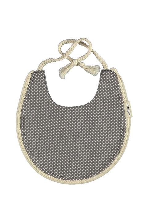 Miniyoki Mercury Gri Mama Önlüğü, %100 Pamuk, Polka Dot Desenli, Örgü Şeritli