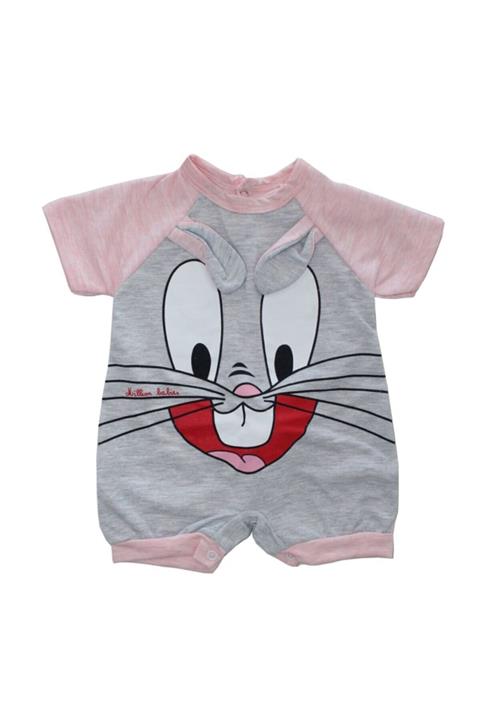 bebegen Pembe Gri Baskılı Yazlık Tulum