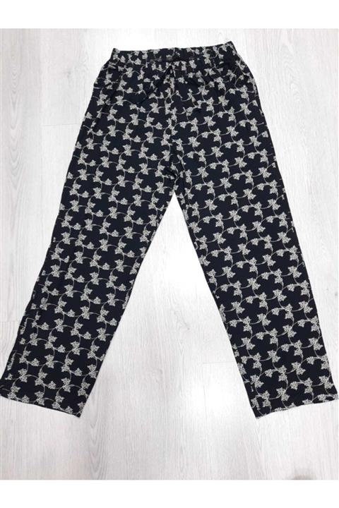 ÖZIRMAK Siyah Yaprak Desenli Çift Torba Cepli  Pijama