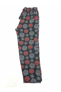 ÖZIRMAK Siyah Baloncuk Desenli Çift Torba Cepli Büyük Beden Kadın Pijama