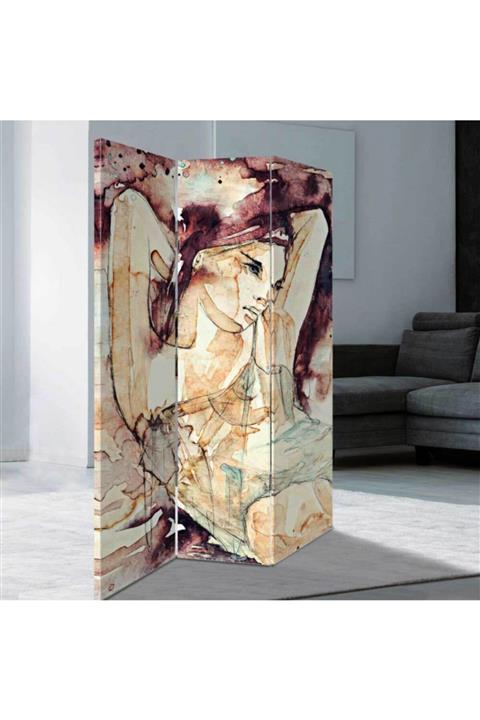 StellaStore Kadın Güzelliği 3 Kanatlı Oda Bölücü Çift Taraflı Kanvas Paravan