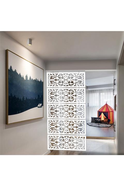 Liar Dekor Liar Askılı Seperatör (Paravan) - LAS-204 - (85 cm x 210 cm) - (Beyaz)