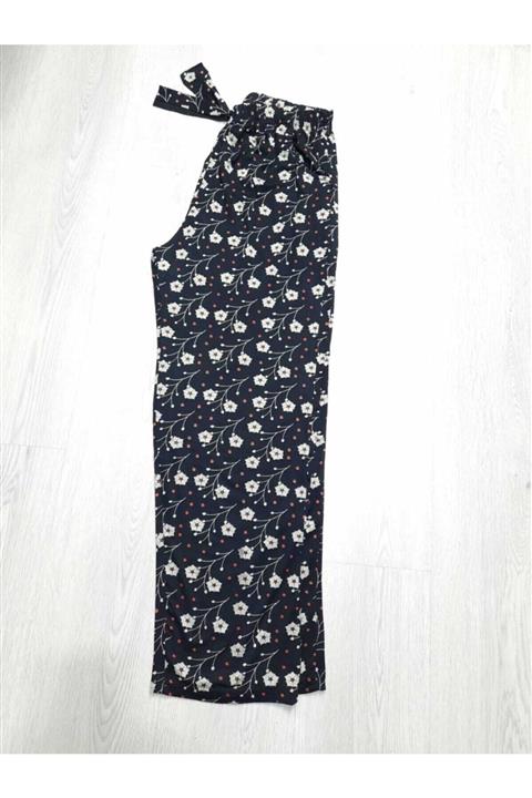 ÖZIRMAK Siyah Desenli Çift Torba Cepli Battal Bayan Pijama