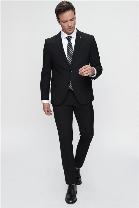 Morven Erkek Basic Dinamik Fit Takım Elbise Siyah