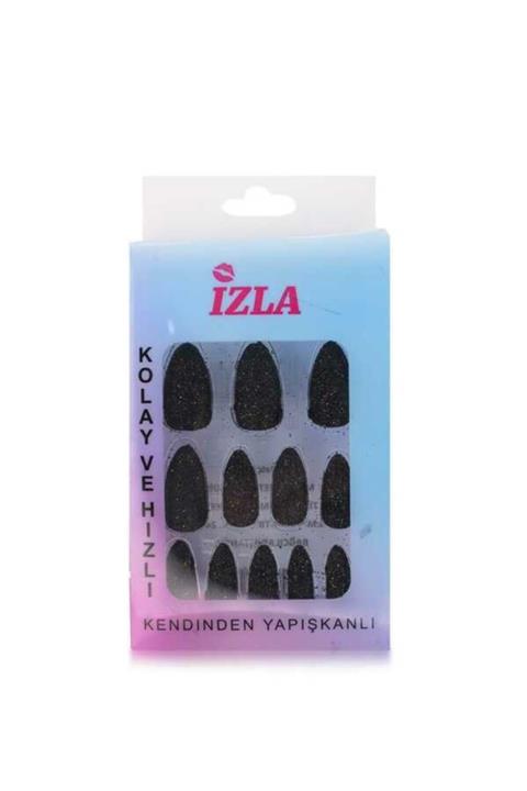 Rood Wit Simli Siyah Tak Ve Çık Takma Tırnak