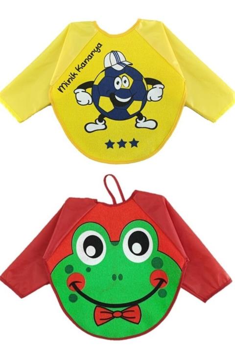 Belinay Minik Kanarya Ve Kurbağa Motif Kollu Mama Önlüğü