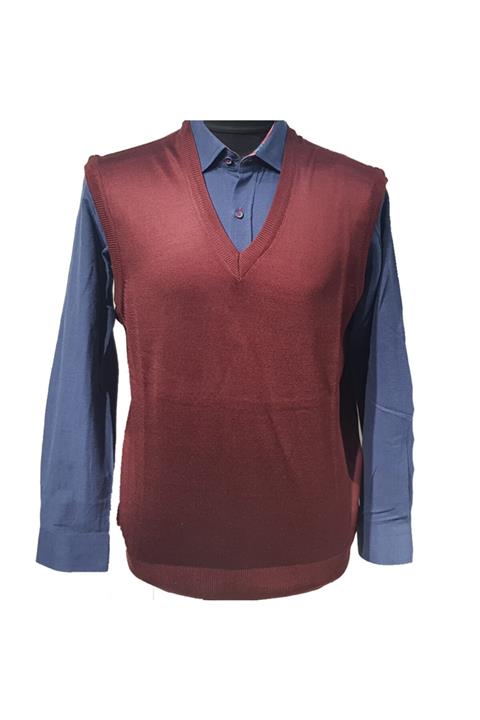 CMR ERKEK GİYİM Erkek Bordo Ince Yün Süveter