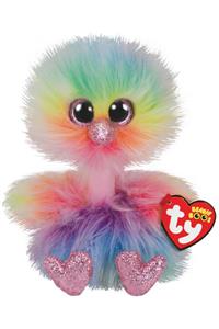 TY Beanie Boos Asha Gökkuşağı Renkli Deve Kuşu Peluş 15 Cm