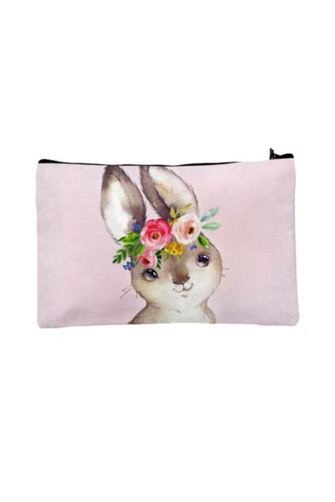 Carali Makyaj Çantası Dijital Baskılı-tavşan