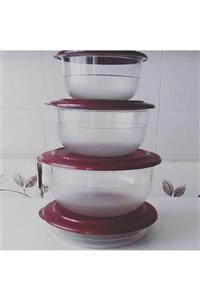 Tupperware Krıstal Set Mor Kapak 4lü