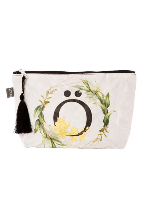 Kaat %100 Geri Dönüşümlü, Su Geçirmeyen, Yırtılmayan Kağıttan, Ö Harfi, Beyaz, Makyaj Çantası