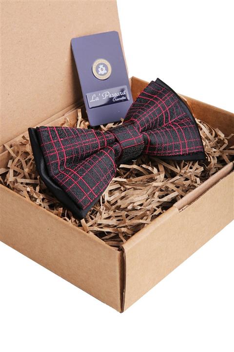 Kravatkolik Siyah Ekose Desen Papyon P944