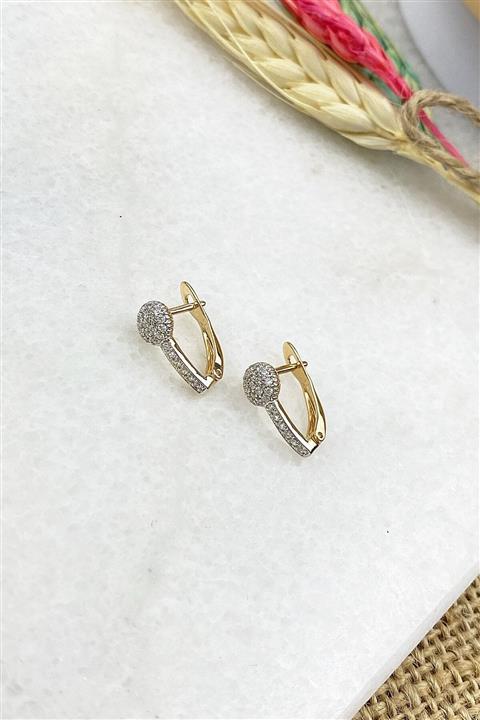 Çlk Accessories Özel Seri Full Taşlı Oval Kesim Halka Küpe Trküpe3840 B33503