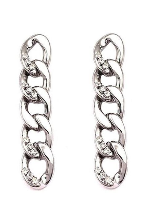 Welch Çelik Taşlı Zincir Küpe Kp-a3749whıte