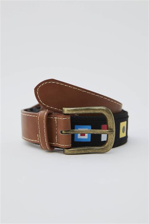 Pull & Bear Kontrast Bayrak Baskılı Kemer