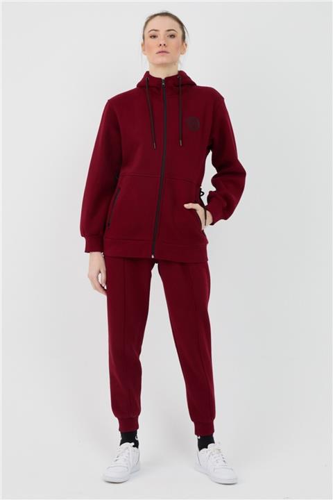 STEPS Kapüşonlu Fermuarlı Kadın Vişne Sweatshirt