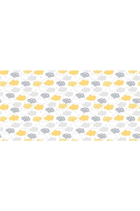 Decoratica 3 Boyutlu Sarı Ve Gri Bulutlu Çocuk Odası Duvar Kağıdı