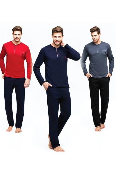 U.S. Polo Assn. Erkek Lacivert Uzun Kollu Pijama Takımı