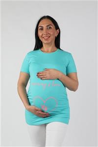 BALİNS Hamile Mommy Love Tişört Mint-pembe