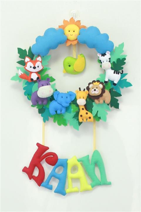 Renkli Hayallerim Kaan Isimli Safari Bebek Odası Kapı Süsü