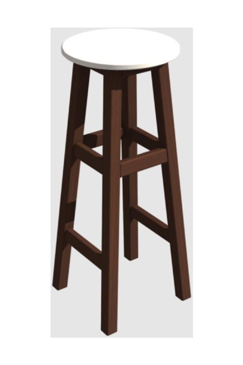 Arbre Bar Taburesi, Çikolata Renk Iskelet , 80cm Yükseklik / Beyaz Tabla