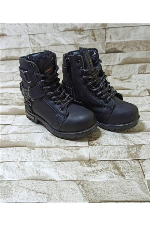 metro ayakkabı dünyası Çocuk Boot Kauçuk Taban Kaymaz Su Geçirmez Donmaz Çatlamaz Indirim Siyah Kürklü